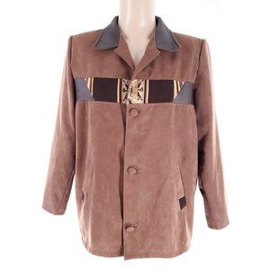 Dormeuil England Men Jacket Leather Buttons Pockets Brown Size L